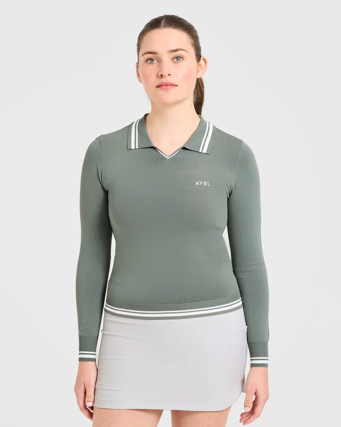 Classic Knitted Long Sleeve Polo