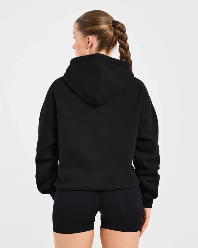 Script Embroidered Oversized Hoodie