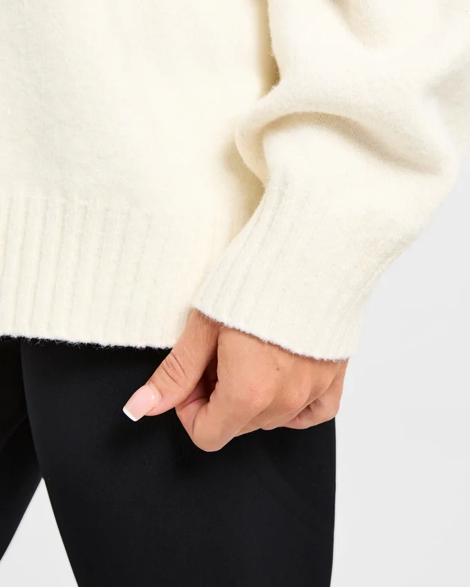 Varsity Minimal Logo Oversized Knitted Hoodie
