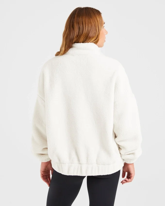 Varsity Oversized Fleece Zip Up Jacket