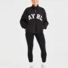 Varsity Oversized Fleece Zip Up Jacket