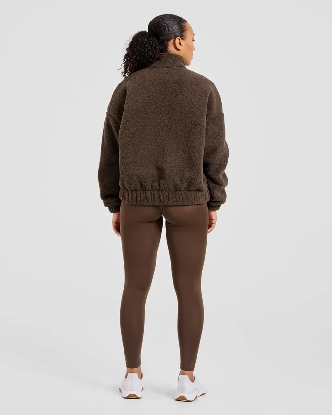 Varsity Oversized Fleece Zip Up Jacket