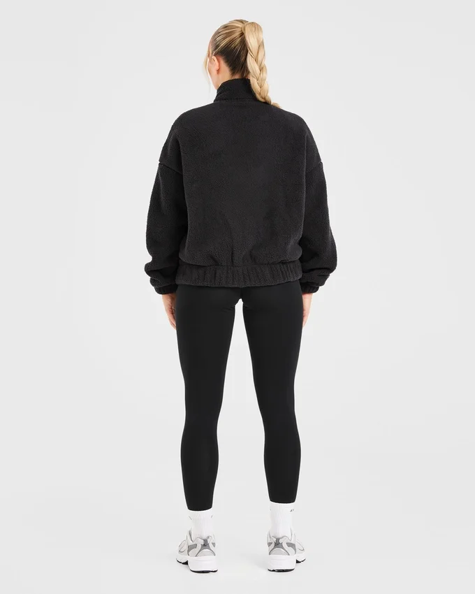 Varsity Oversized Fleece Zip Up Jacket