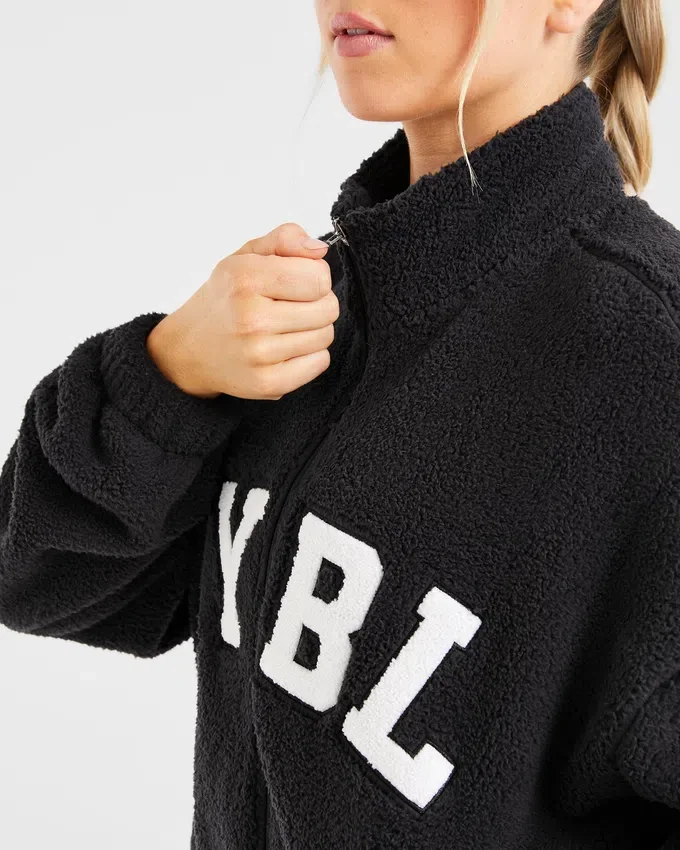 Varsity Oversized Fleece Zip Up Jacket
